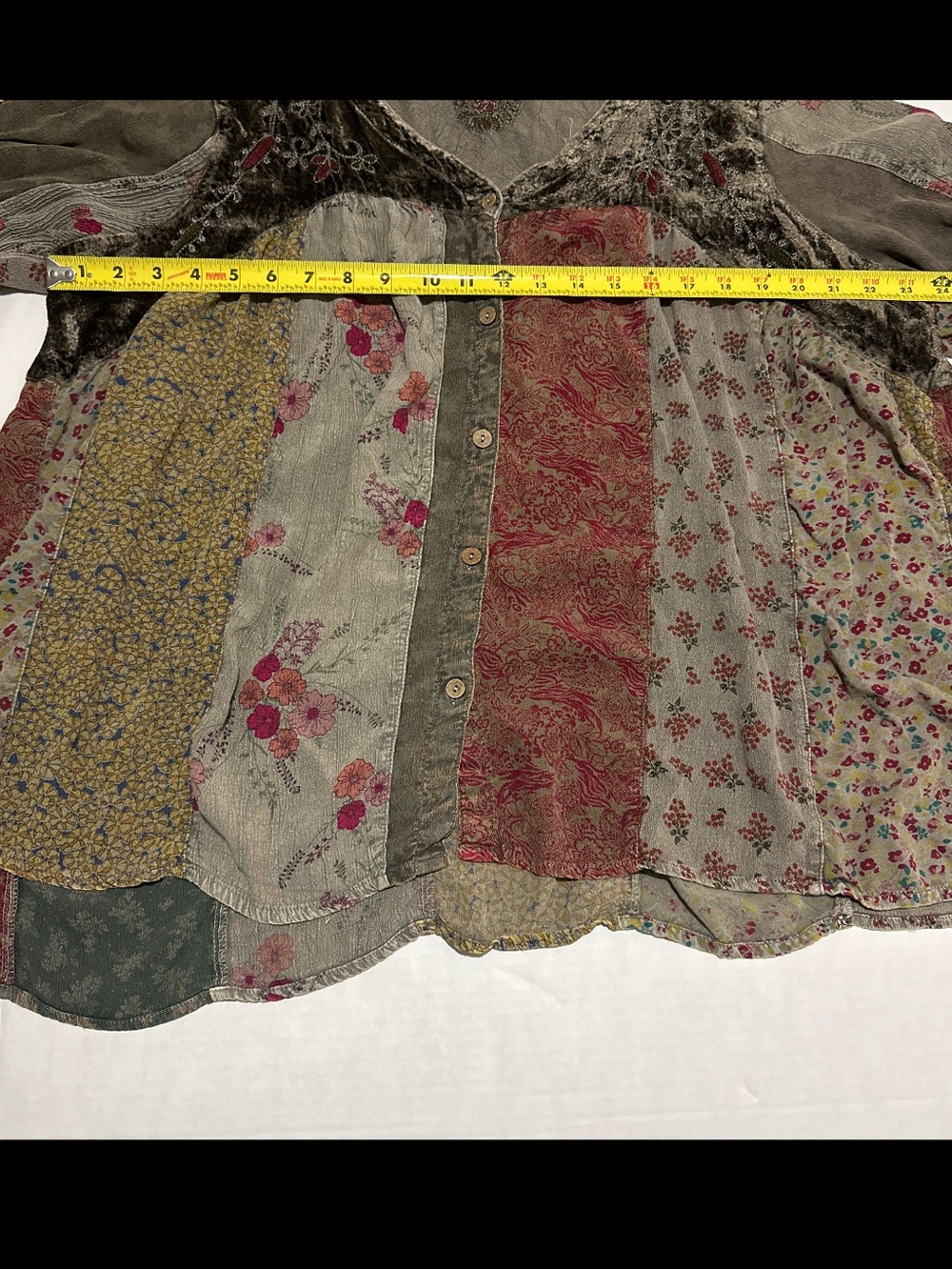 Young threads womens size xxl Boho Patchwork Floral Button-Front Blouse - Picture 4 of 6